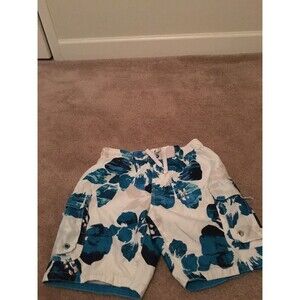 Cherokee Boys Floral Print Swim Trunks Board Shorts w/ Brief Liner Size S